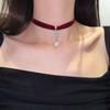 Damen Schneeflocken-Perlenanhänger-Halskette mit weißem Samt-Choker