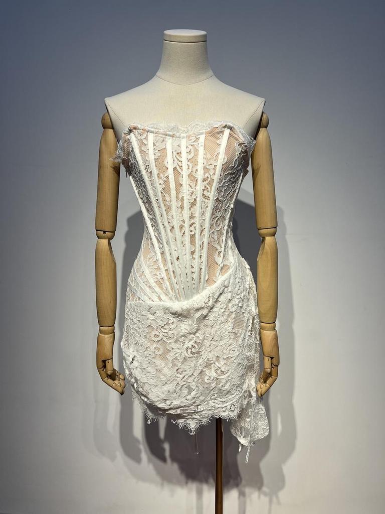 High-Quality One-Shoulder Lace Mini Bodycon Dress