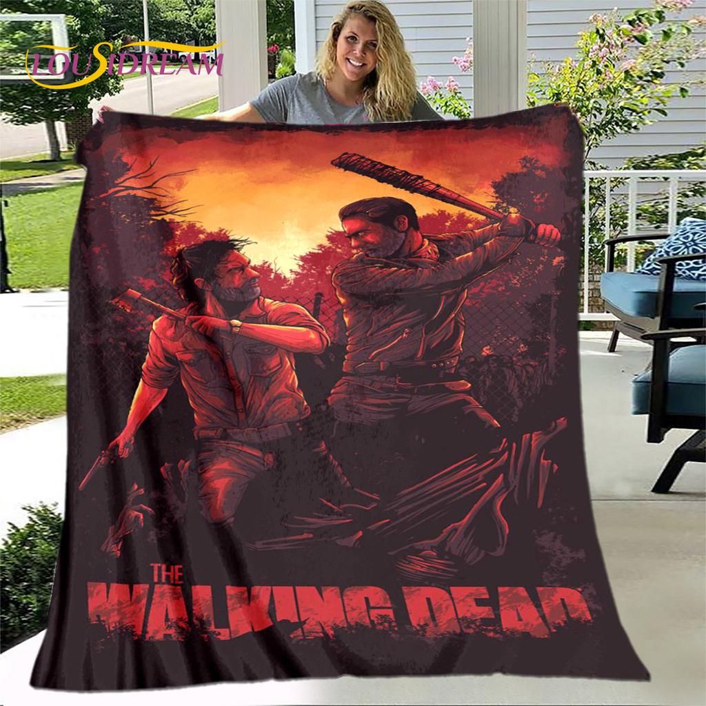 The Walking Dead Korku Yumuşak Peluş Battaniye, Flanel Battaniye Atmak Battaniye Oturma Odası Yatak Odası Yatak Kanepe Piknik Örtüsü Bettdecke
