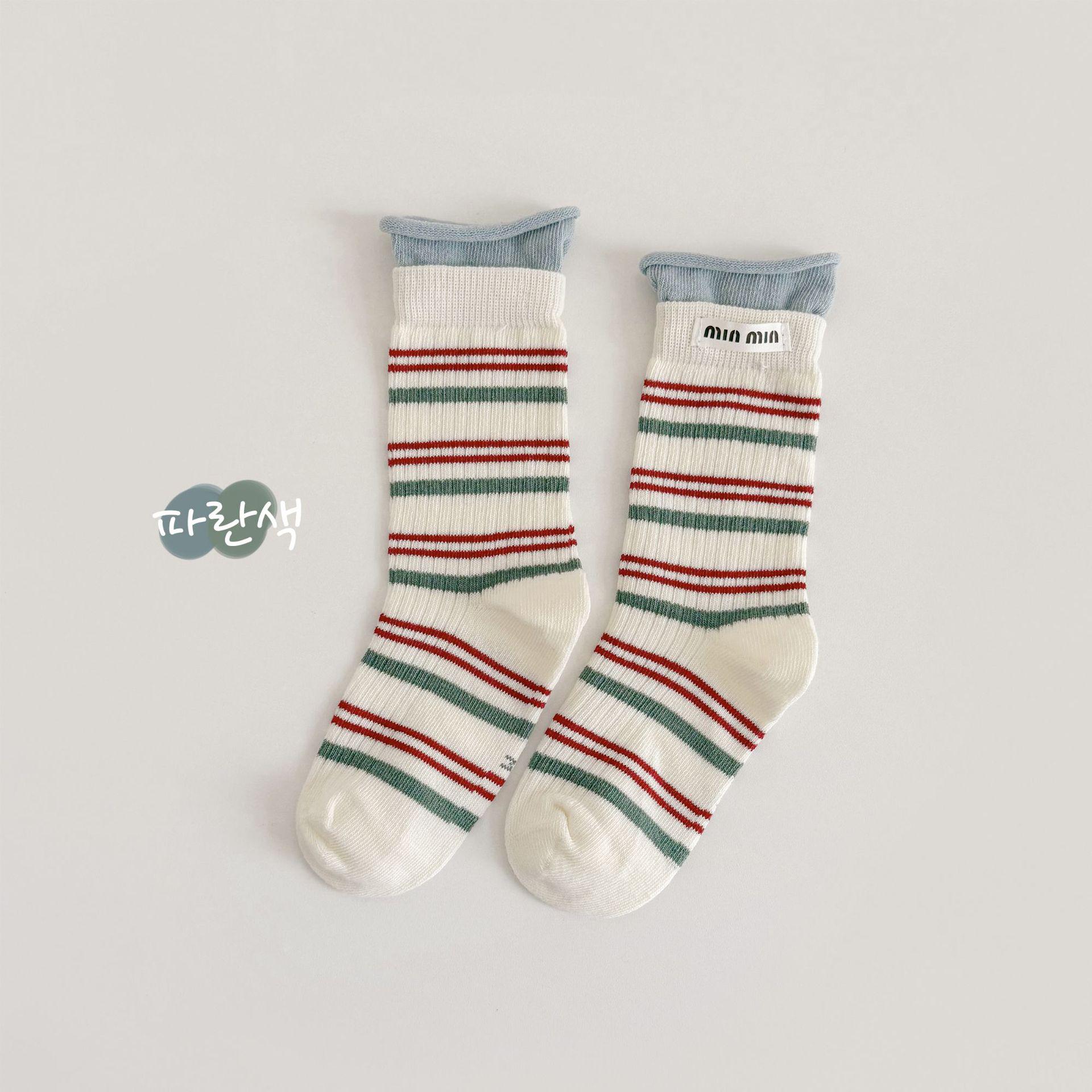 

Children s Spring & Autumn Miu Series Cotton Socks - Winter Style Rolled Edge Mid-Tube for Boys & Girls M (Foot Length 14-17cm) ~2-4 Years