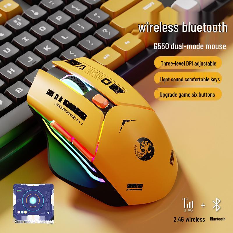 Mecha Mouse Wireless Silent Bluetooth Dual-Mode Mechanical Gaming Mouse Rechargeable for PC/Laptop.