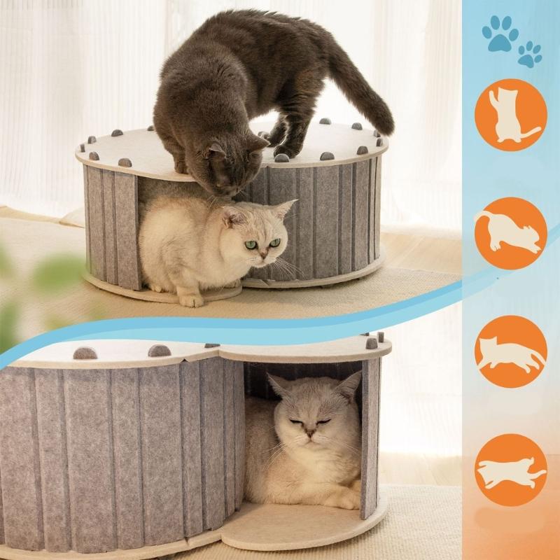 Felted Cats House Cats Cave for Small Animal Tunnel Spacious Washable Cats Cave for Indoor Cats Small Dogs Bunnies