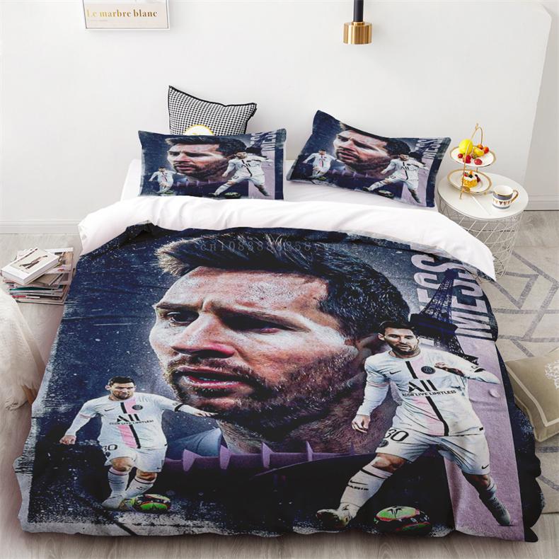 Duvet Cover Set Football Star Messi Printed Soft And Comfortable Bedding Polyester Single Double Bedding Set Children Gift