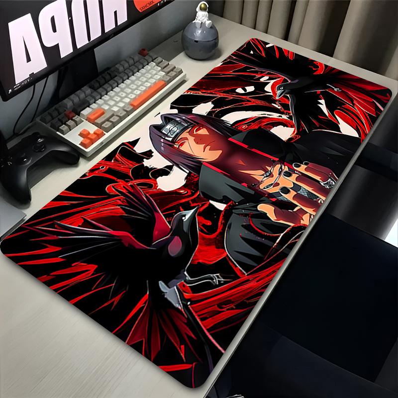 Mouse Pad Gamer Larger XXL Uchiha Itachi Madara N-Naruto Uzumaki Computer Keyboard Desk Mat Pc Gaming Accessories Black Mousepad