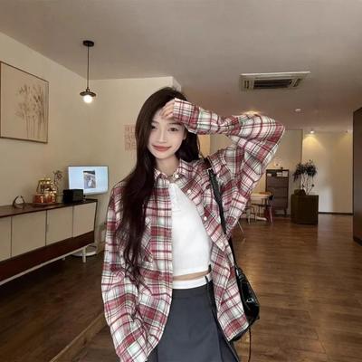 Retro Plaid Shirt Jacket for Women In Spring and Summer New Top Design Niche Loose Temperament Shirt