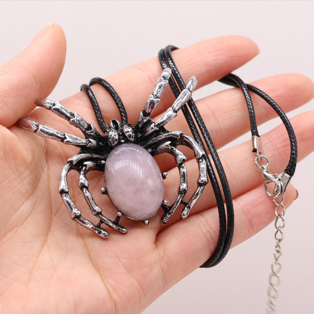 Natural Shell Alloy Necklace Spider-Shaped Brooch Pendant Charms For Elegant Women Love Romantic Gift