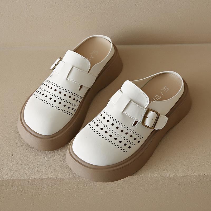 

Женские универсальные повседневные шлепанцы с мягкой подошвой, с вырезами, нескользящие, летние 2025, тапочки с открытой пяткой для улицы, крутые тапочки для ленивых 35 бежевый