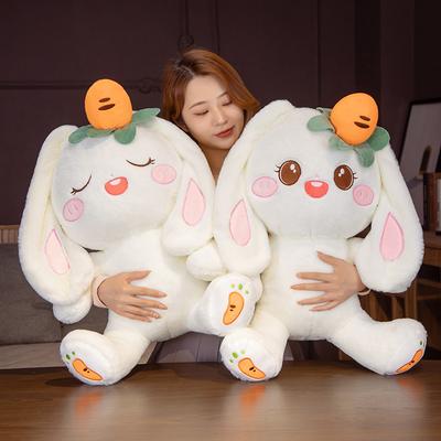 Hot Huaggle 1 peça Coelho Adorável com Cenoura Brinquedos de Pelúcia Kawaii Bonecas de Coelho Travesseiro Macio de Pelúcia Meninas Bebê Presentes de Aniversário Fantásticos