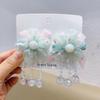 Hairpin Gradient Organza Flowers Bowknot Imitation Pearl Decor with Beaded Tassel Hair Clip