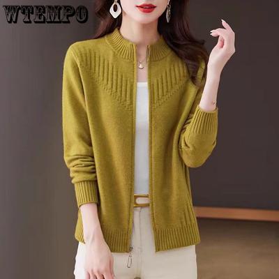 Zipper Sweater Jacket for Women Spring Autumn Winter Versatile Knitted Cardigan for Women