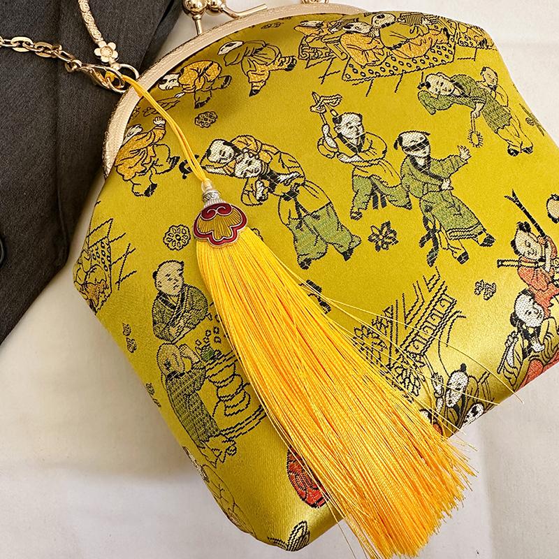Sweet Hasp Simple Bags for Women Silk Embroidery Patchwork Natial Style Crossbody Bags Light Luxury Women's Handbags