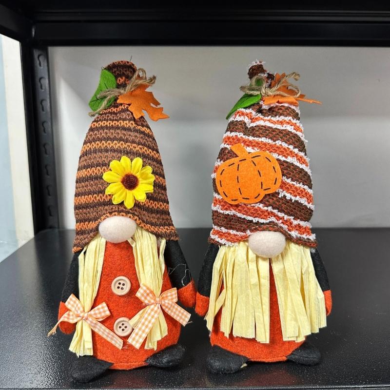Thanksgiving Dwarf Ornament Plush Dwarf Figure Fall Autumn Decoration for Thanksgiving Home Party Table Centerpieces