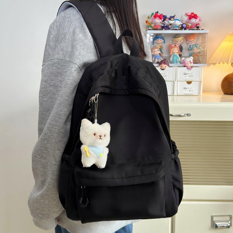 Schoolbag new solid color schoolbag junior high school girls simple high value ins style backpack female trend student sports backpack