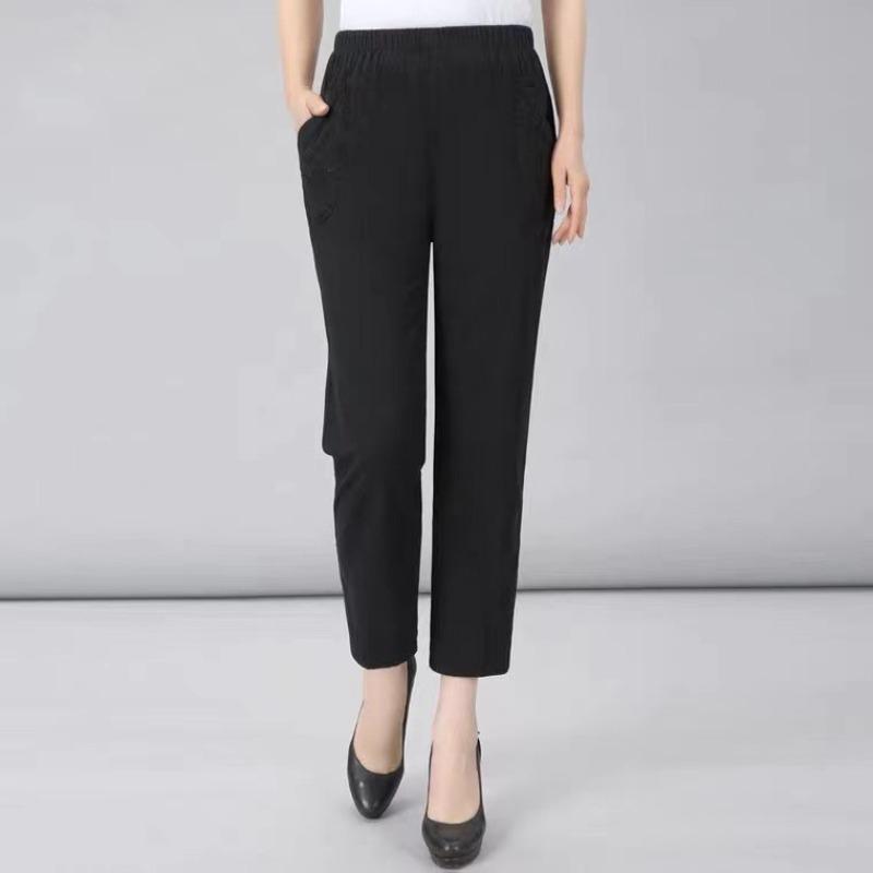 Summer Embroidery Women's Pants Stretch Casual Waist Office Outdoor Pant Breathable Cool Clothing