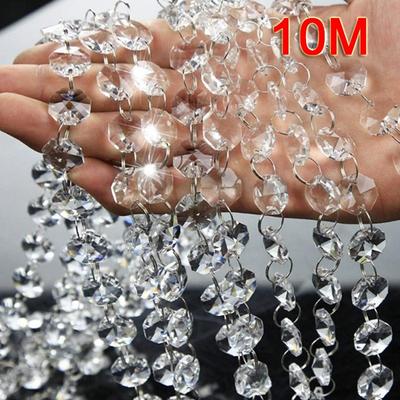 6M/10M Acrylic Crystal Glass Beads Curtain Garland Strand Chandelier Hanging Decor