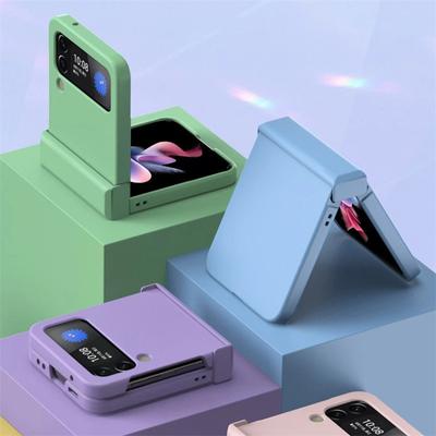For Samsung Galaxy Z Flip3/4 5G Phone Case Macaron Color Silicone Foldable Soft-Touch Back Protective Cover for SamsungZ Flip3 4