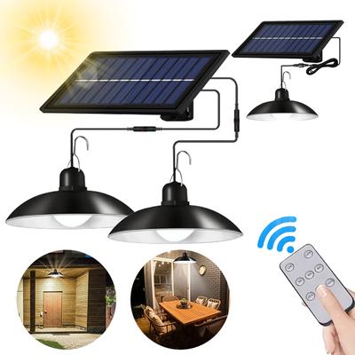 Dwugłowa lampa wisząca na energię słoneczną IP65 Wodoodporna lampa LED Zewnętrzna wewnętrzna lampa słoneczna Camping Garden Dziedziniec Oświetlenie liniowe