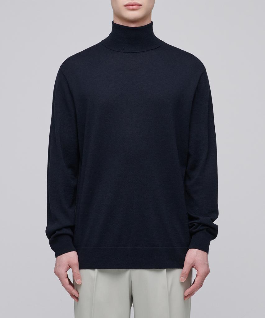 MUSINSA STANDARD Merino Wool Blend High-Gauge Turtleneck Knit [Navy]