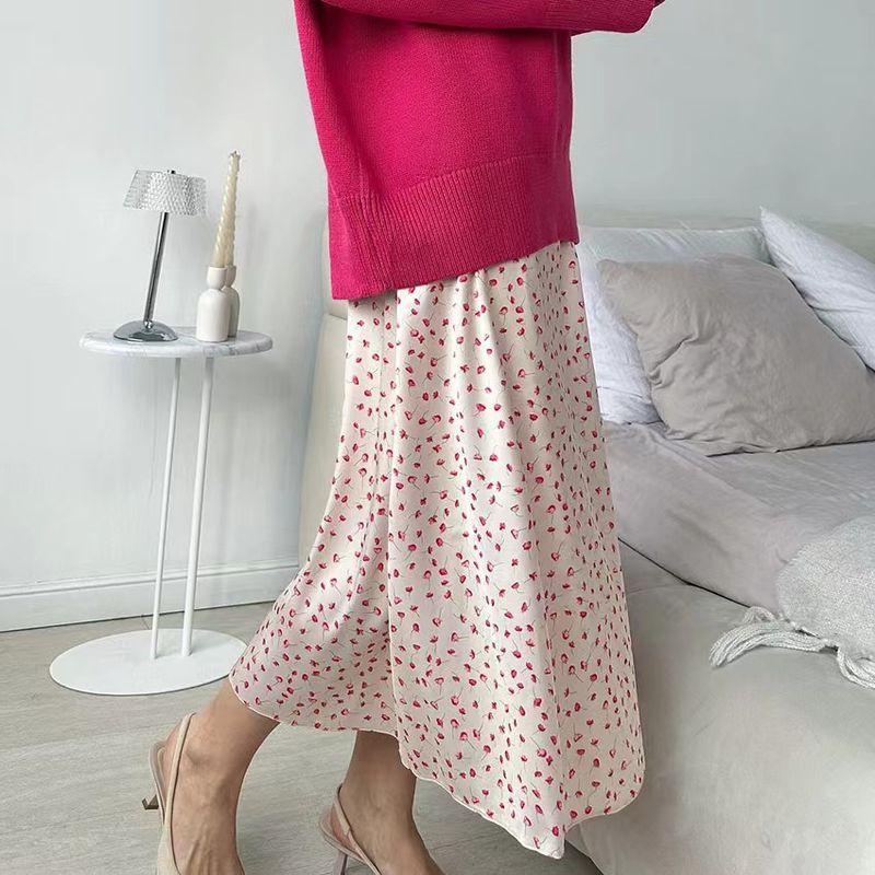 

Fashion New Arrival Elegant Elegance High Waist Mermaid Dress Cherry Print Skirt Cherry Printed Skirt Pink M