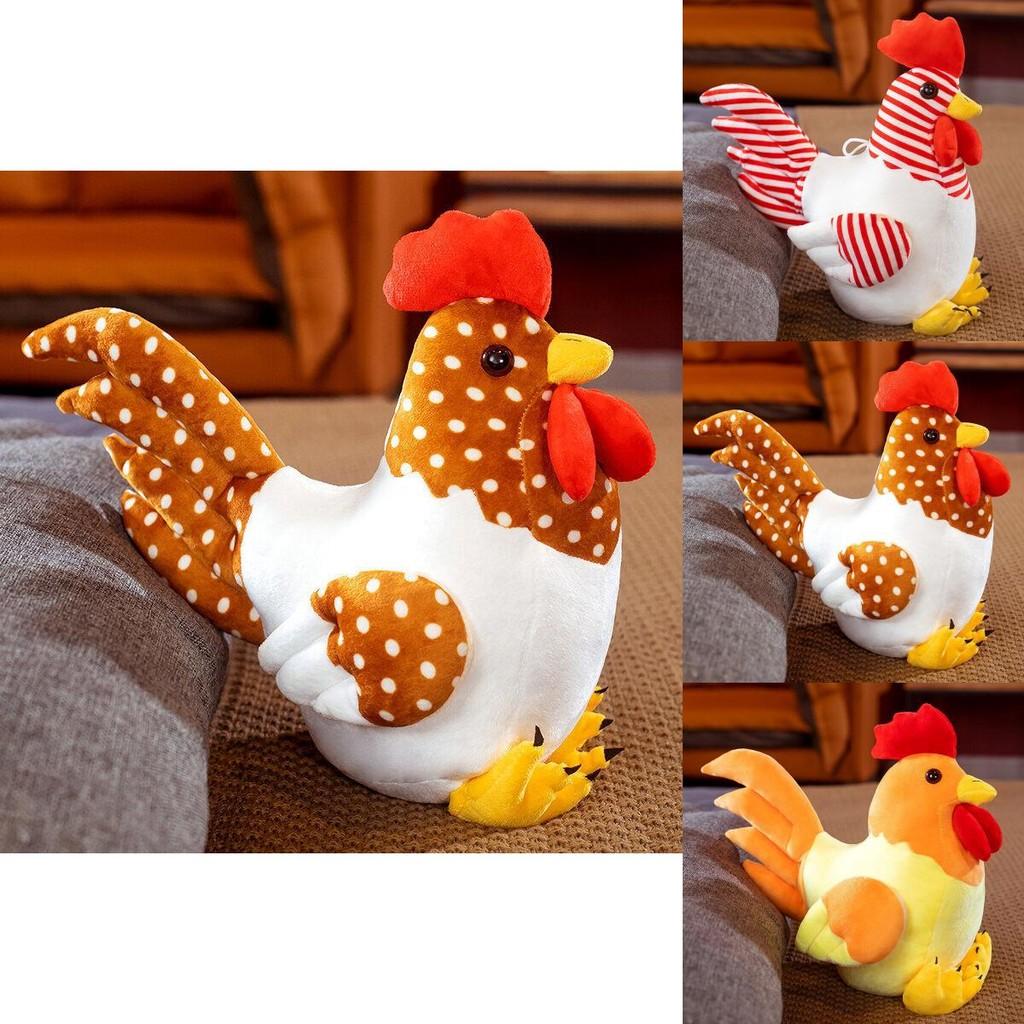 Cute Colorful Plush Rooster Stuffed Animal Cartoon Chicken Toy In Polka Dot And Striped Designs For All Ages