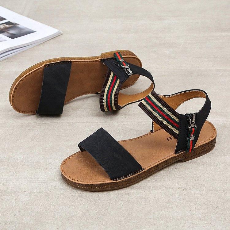 

Fashion 2025Leather women s sandals Summer handmade breathable Roman Sandals Square Head Buckle Casual Women s Shoes 35 чёрный