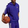 Adidas Basketball Sport Short Sleeve Hoodie Men Tops Blue Purple HB6759