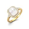 925 Sterling Silver Gold Vermeil 0.90 Cts Octagon Shape Pearl Solitaire Wedding Women Ring