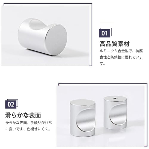 GOODCHI 12-Piece Set of Aluminum Alloy Drawer Pulls, Round, for Furniture, Shelves, Desks, and Closets, with Screws (Silver)