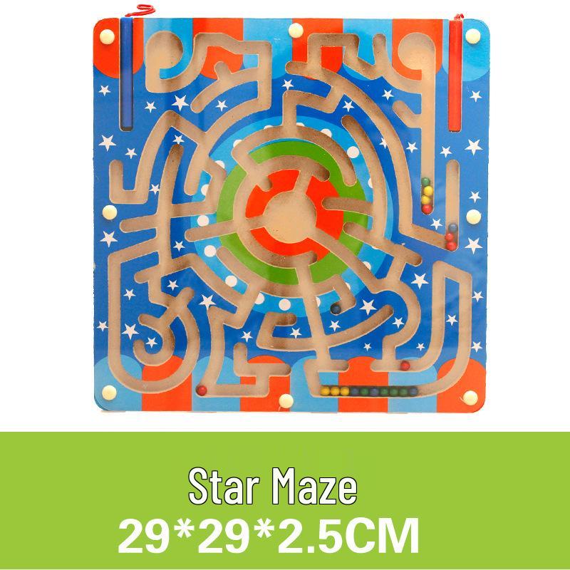 Wooden Marble Maze with Magnetic Pen – Animal Track Educational Toy for Kids