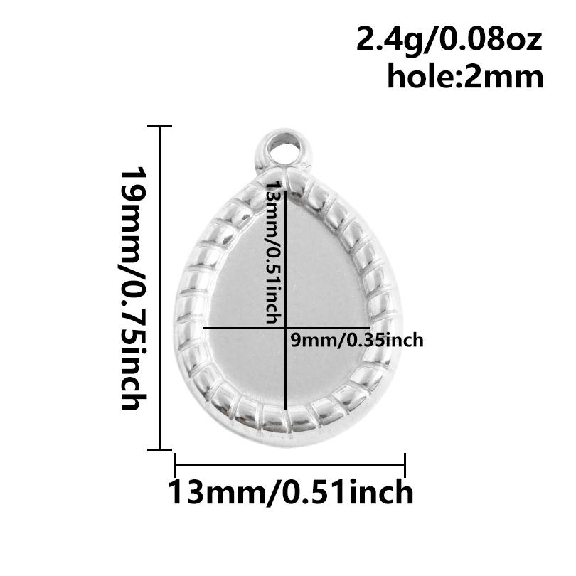 6 Stück Nicht verblassend Oval Quadrat Herz Anhänger Leere Tablett Basis Fassungen DIY Schmuckherstellung Zubehör Edelstahl Anhänger Charm Großhandel