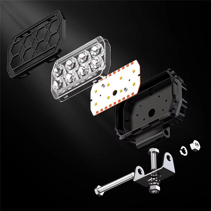 4.5 Inch LED Work Light DRL Daytime Running Light Spotlights Off-Road Lights Yellow+White Light For Trucks UTV ATV Car