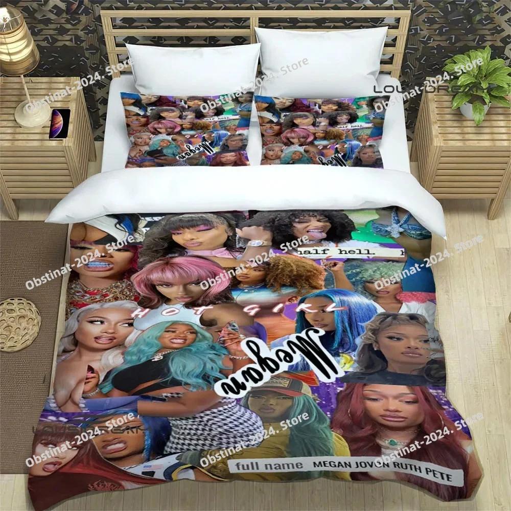 Raper Megan The Stalion Beding Set Printed With Pilowcase Bed Soft Duvet Cover Single Double Quen Super King-Sized Dimensionsd Dimensions Luxury Gift
