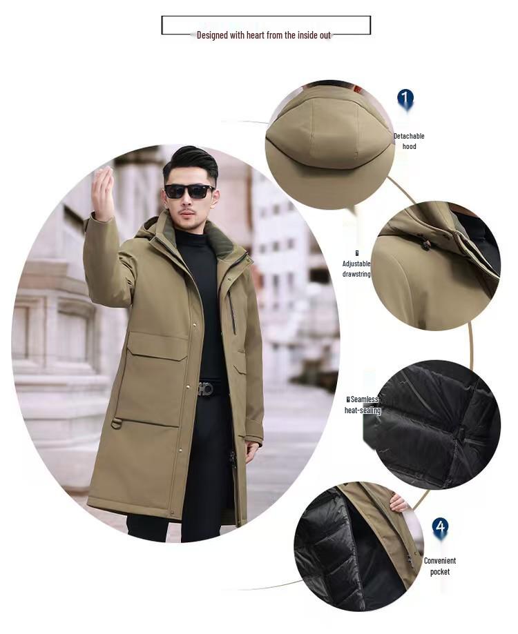 Men's Mid-Length Winter Down Jacket for Middle-Aged and Elderly