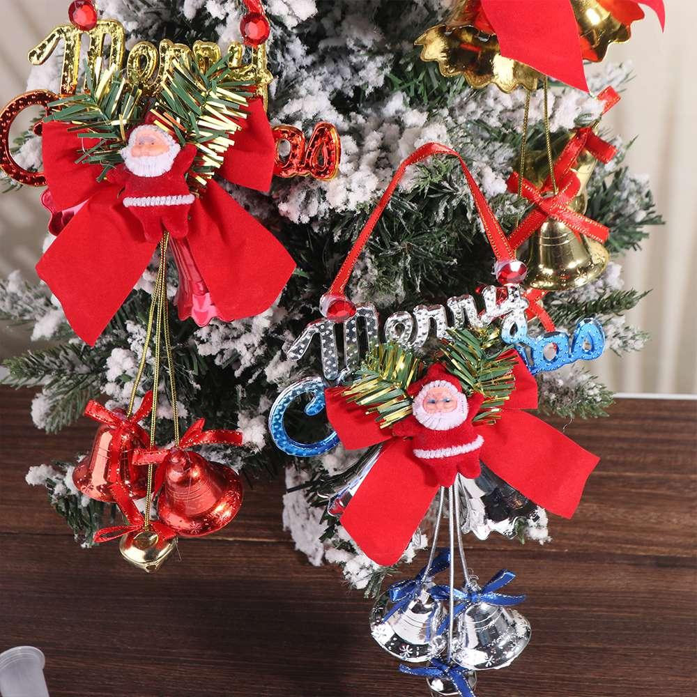 Decorative Santa Claus Bell Hanging Pendant Cartoon Hanging Christmas Tree Pendant with Bells Gold/Silver/Red