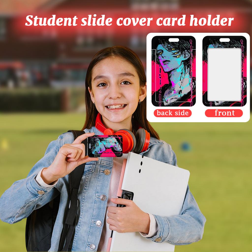 Student Slide Card Holder For School Meal Card, Bus Card, ID Badge, Access Card Protector, Card Cover