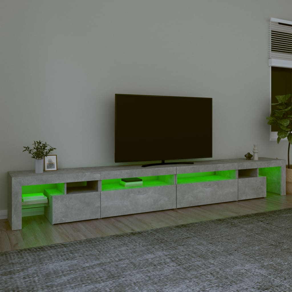 Vidaxl Szafka Pod Tv Z Oświetleniem Led, Szarość Betonu, 290X36,5X40Cm