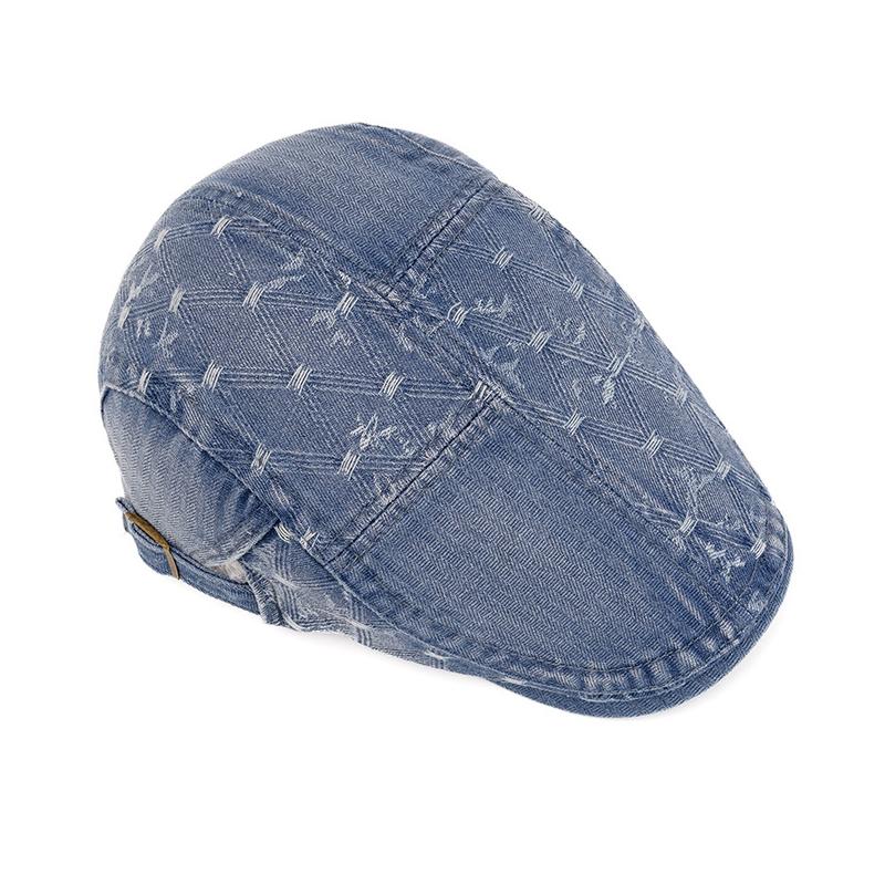 Denim Forward Hat Men's Spring Summer British Cap Jacquard Beret Women's Newsboy Hat Peaked Cap