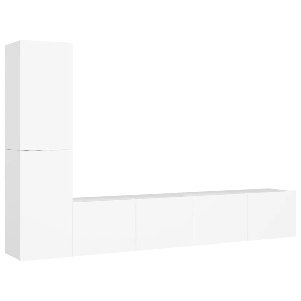 4 piece TV cabinet set white particleboard