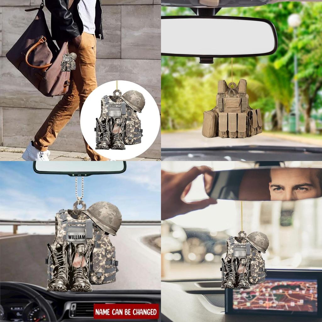 Military Flat Uniform Acrylic Car Hanging Pendant Christmas Decor Supplies Party