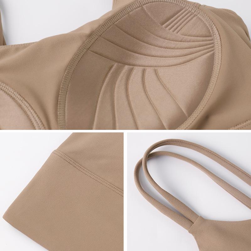 Women's Quick-Dry Shockproof Yoga Sports Bra with Thin Straps and Fixed Pads
