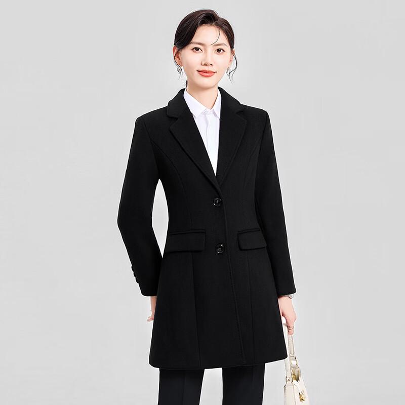 HANMANKE Thickened Wool Blend Mid-Length Professional Overcoat
