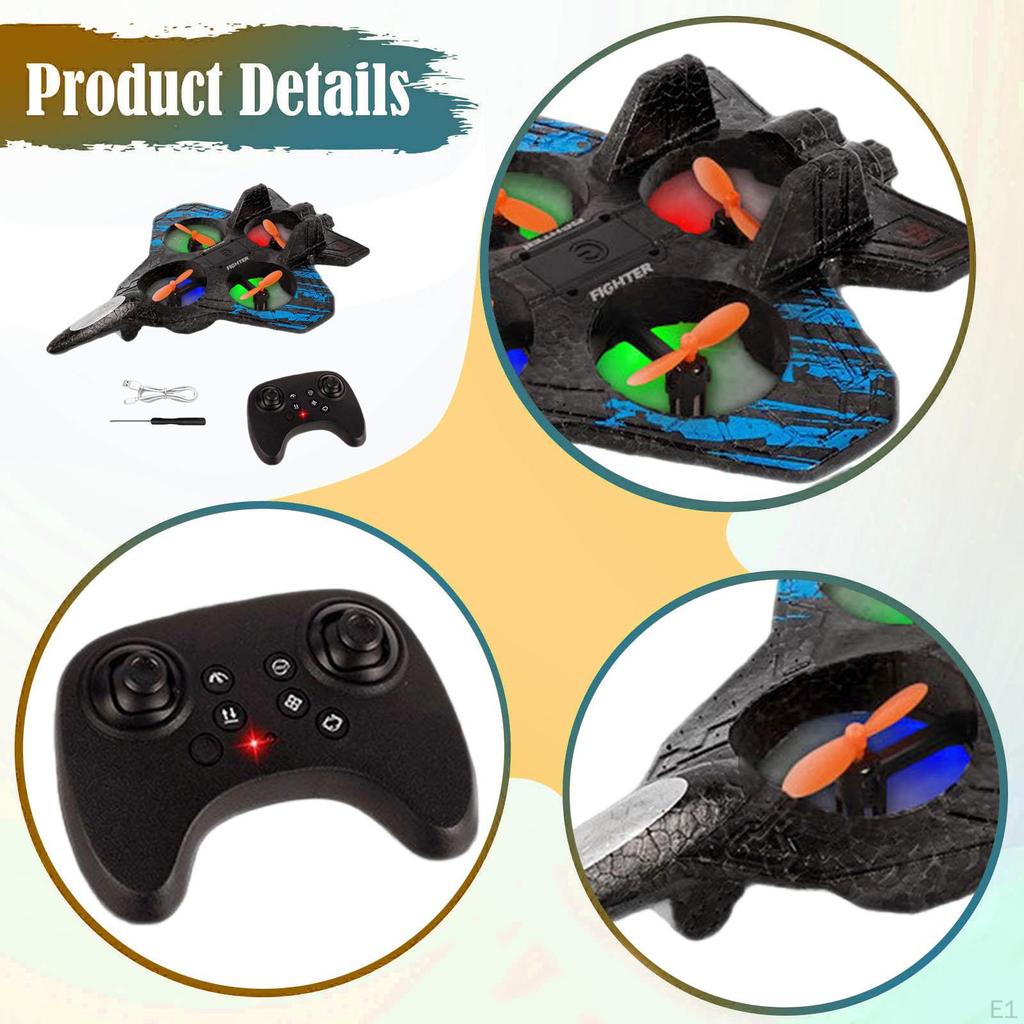 Remote Control Airplane, Foam RC Plane with Lights, Birthday Gift for Boys, Easy to Fly, Kids Adults