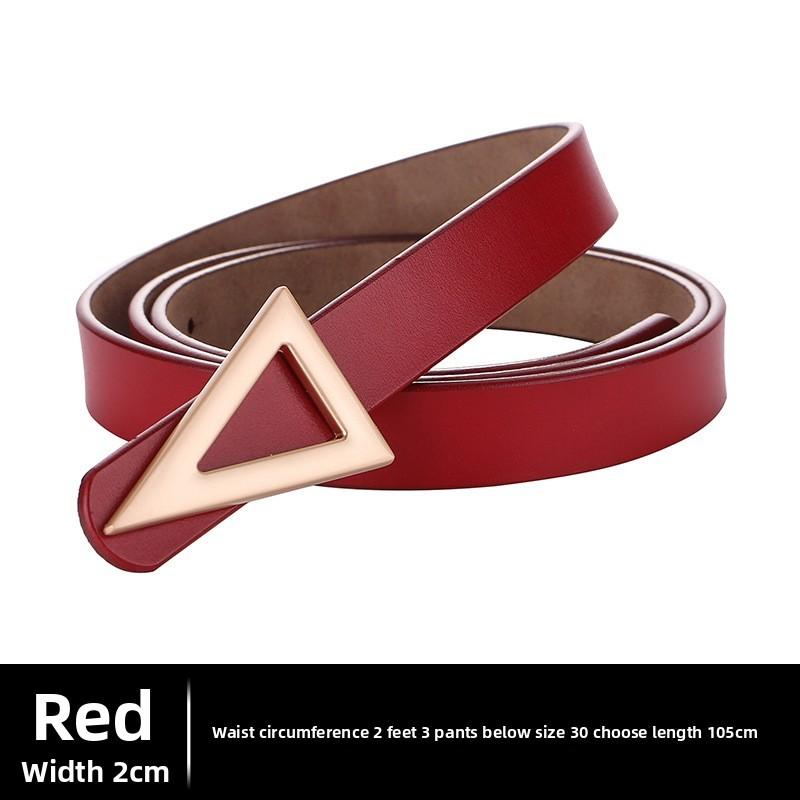 Women Simple Chic Belt With Metal Triangle Buckle For Dress And Attire Formal