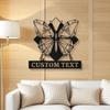 Modern Handcrafted Geometric Butterfly Metal Sign, Exquisitely Personalized Custom Text Durable Indoor Outdoor Wall Decor