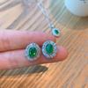 Emerald Necklace Earrings Jewelry Two-piece Set
