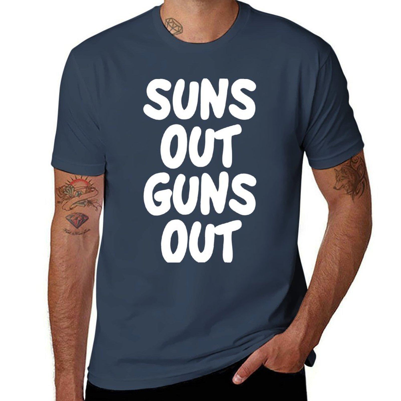 Suns Out Guns Out Tshirt Trendy Casual Short Sleeve Shirt S
