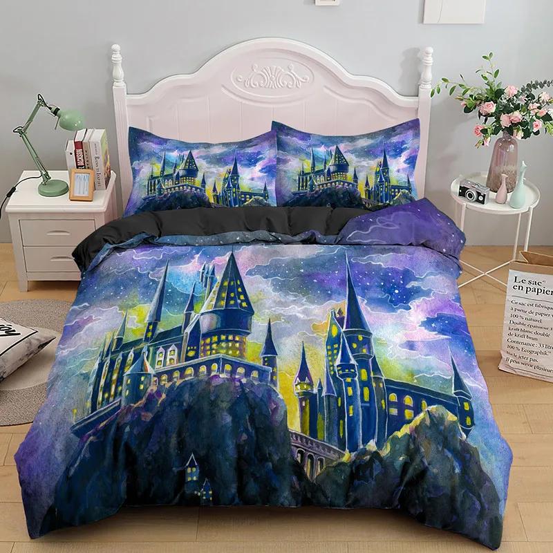 Comforter Magic Pattern King Queen Fairy Theme Bedding Set For Kids Boys Girls Cartoon Fantasy 2/3Pcs Polyester