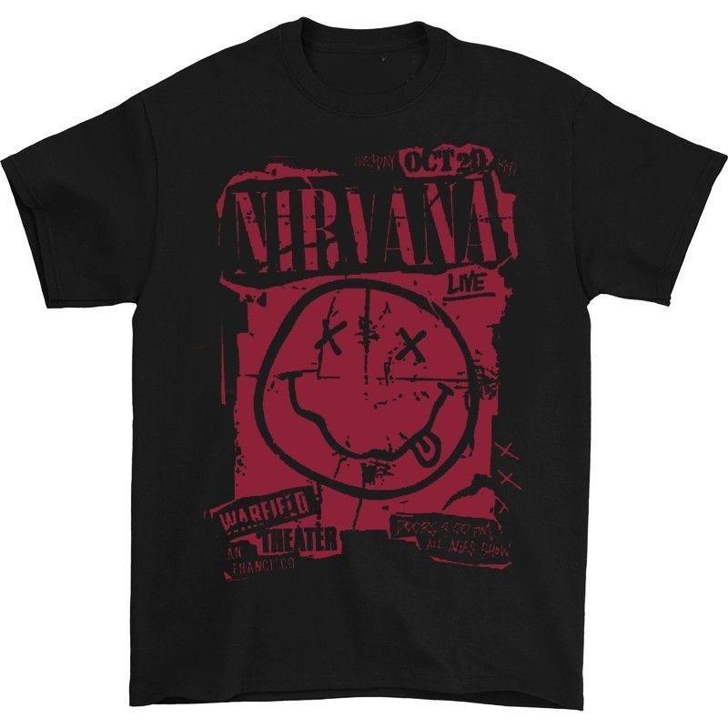 Nirvana Punk Rock Oversized American Street Style Graffiti Smiling Face White T-shirt