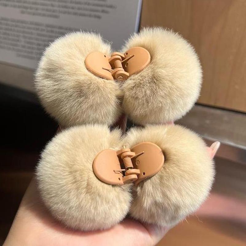Cute Double-Sided Hairball Bobby Hair Imitation Rabbit Fur Clasp Clip Autumn Winter Plush Small Clip Edge Clip Hairpin Claw