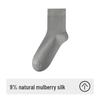 Men's Premium Mulberry Silk Mid-Calf Socks - Antibacterial & Deodorant - Ideal for Business Wear with Leather Shoes - Autumn/Winter Style